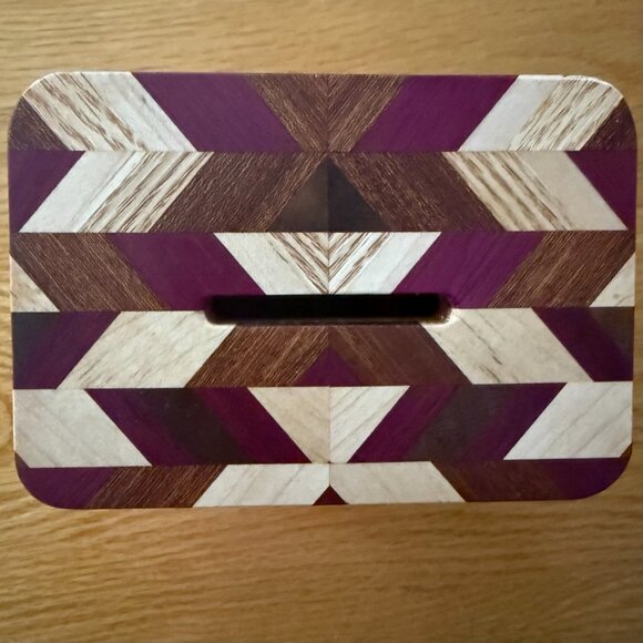 Tzedaka Charity Box Hand Crafted Mixed Hardwoods Star of David Judaica - Picture 5 of 9